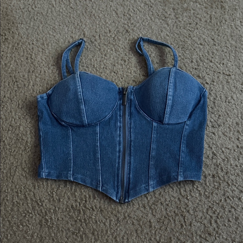 No Boundaries Blue Denim Bustier Top
